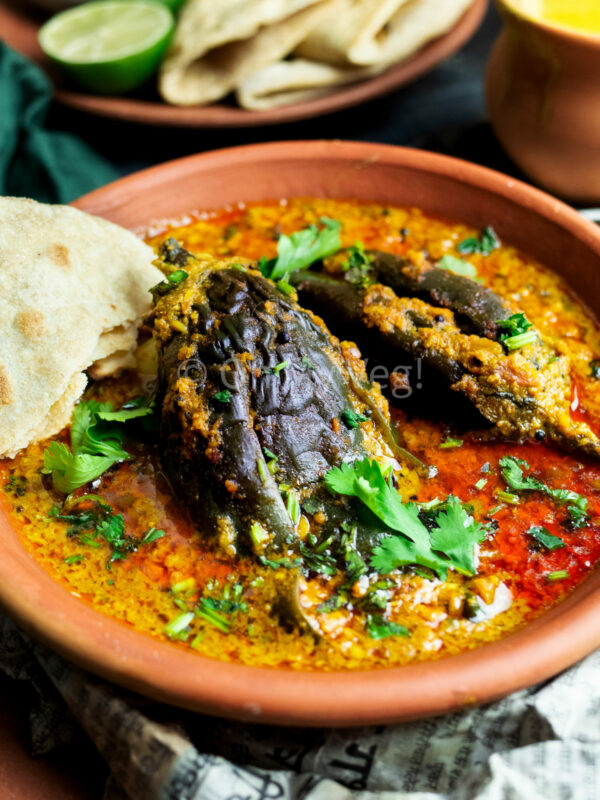 Maharashtrian Bharli Vangi Stuffed Eggplant Curry