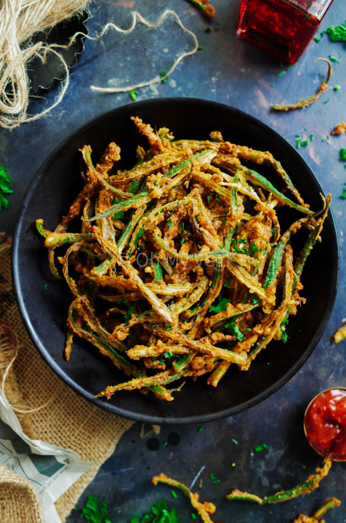 Kurkuri Bhindi - Crispy Vegan Okra Fries - Oh My Veg!