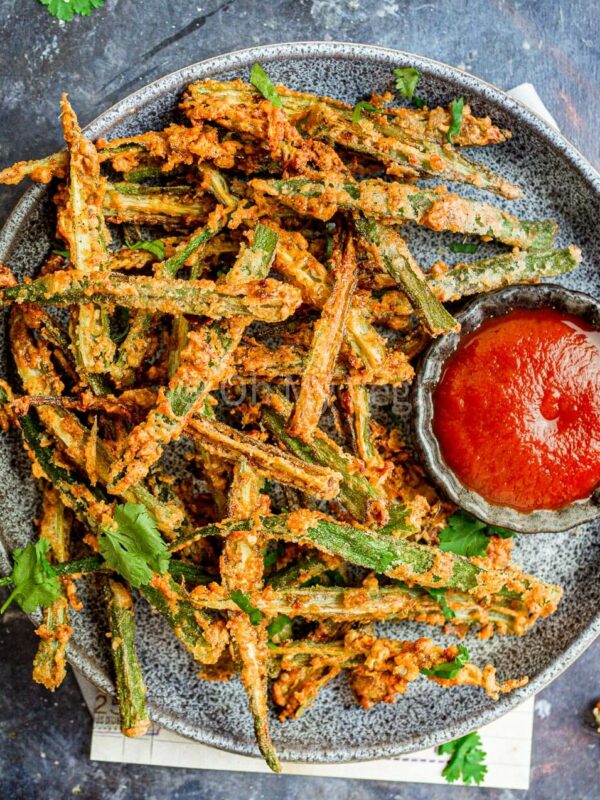 Okra Fries, Crispy Vegan Kurkuri Bhindi