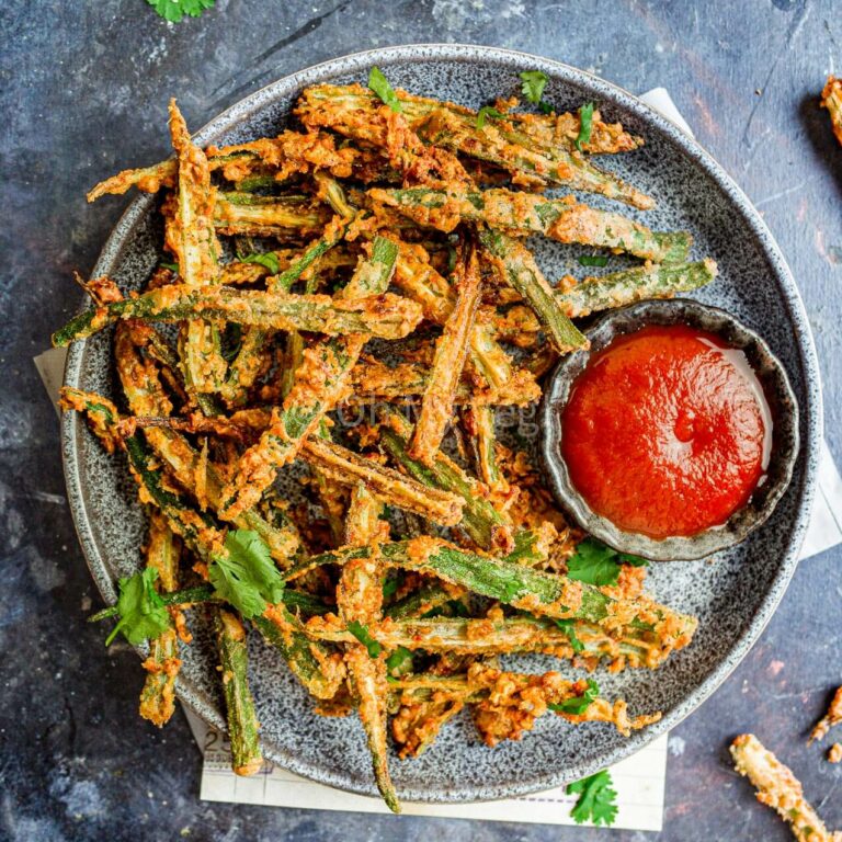 Okra Fries, Crispy Vegan Kurkuri Bhindi