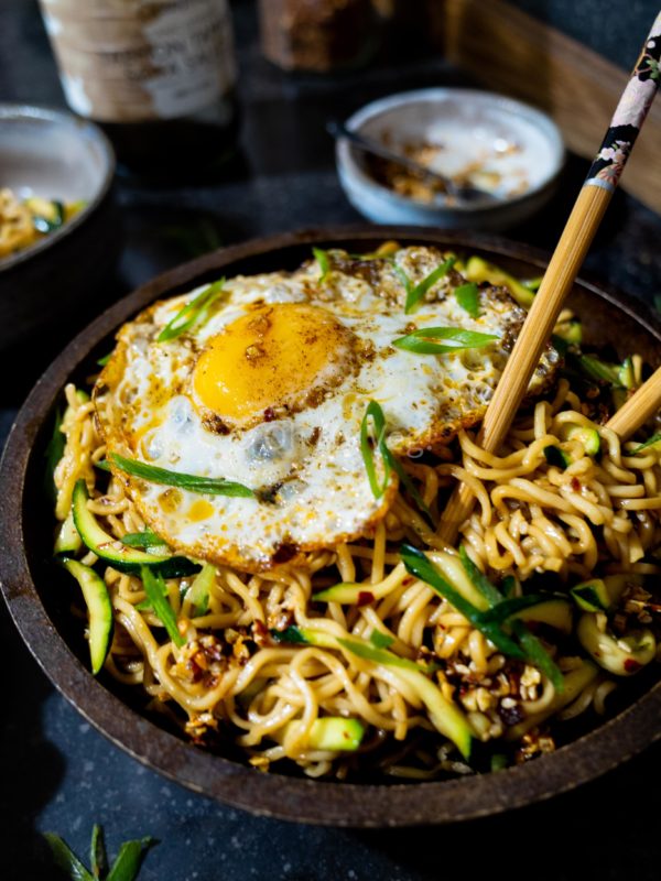 Garlic Chili Oil & Zucchini Instant Ramen Noodles