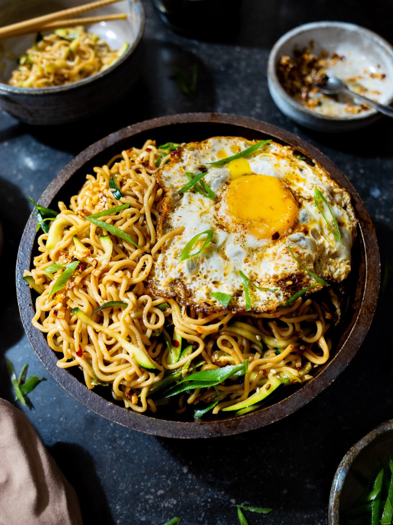 Garlic Chilli Oil and Zucchini Instant Ramen Noodles