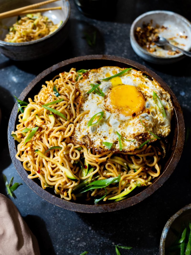 Garlic Chili Oil & Zucchini Instant Ramen Noodles