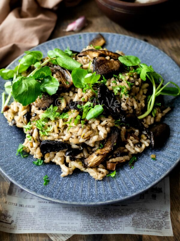 Creamy Mushroom and Leek Risotto, Vegan