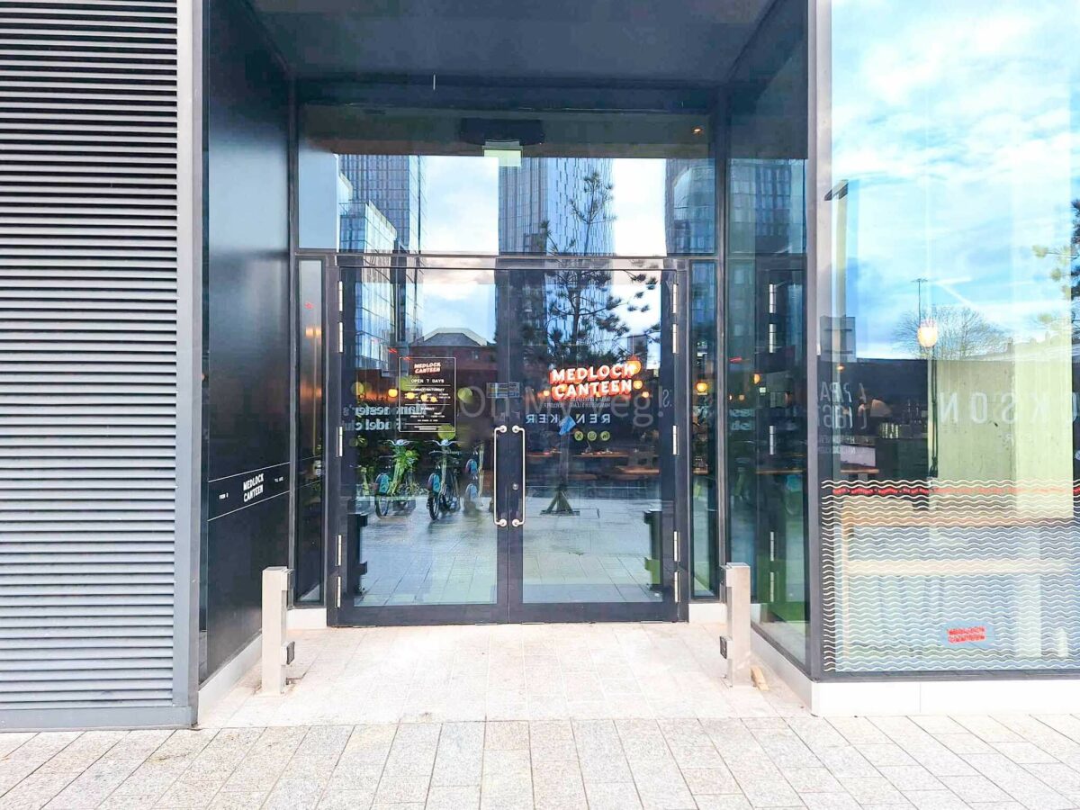 Medlock Canteen entrance, in Manchester.