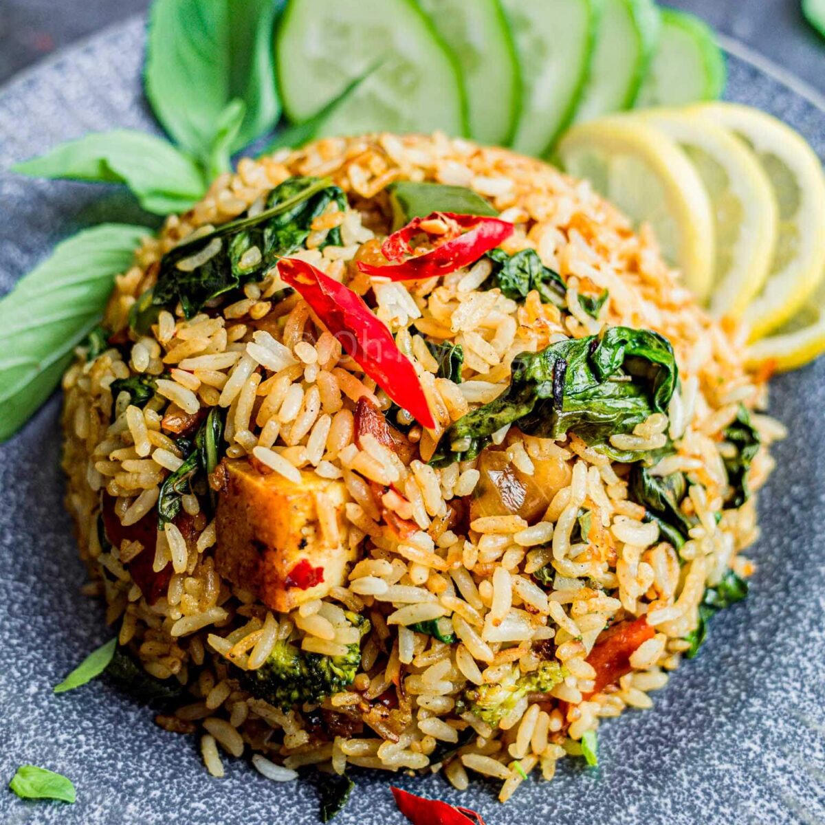 Vegan thai basil fried rice.