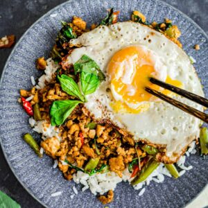 Vegetarian Pad Krapow, Thai Basil Tofu Stir Fry