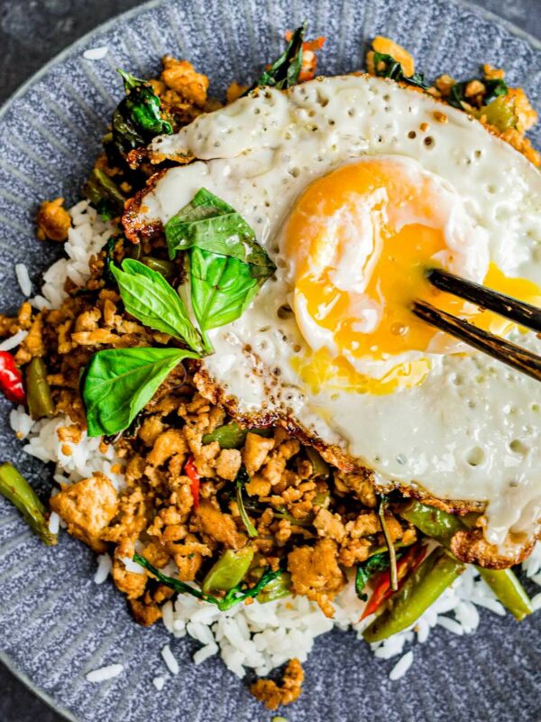 Vegetarian Pad Krapow, Thai Basil Tofu Stir Fry