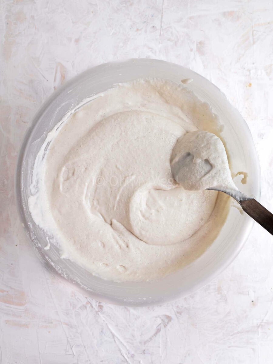 Fluffy dosa batter in a bowl.