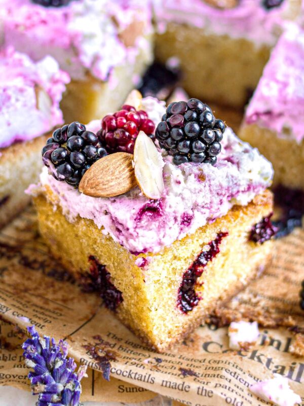 Blackberry Almond Cake with Mascarpone Icing