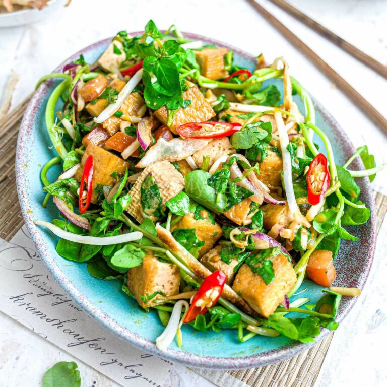 Tofu Watercress Salad, Hawaiian Lauʻai Tōfū Lēkō