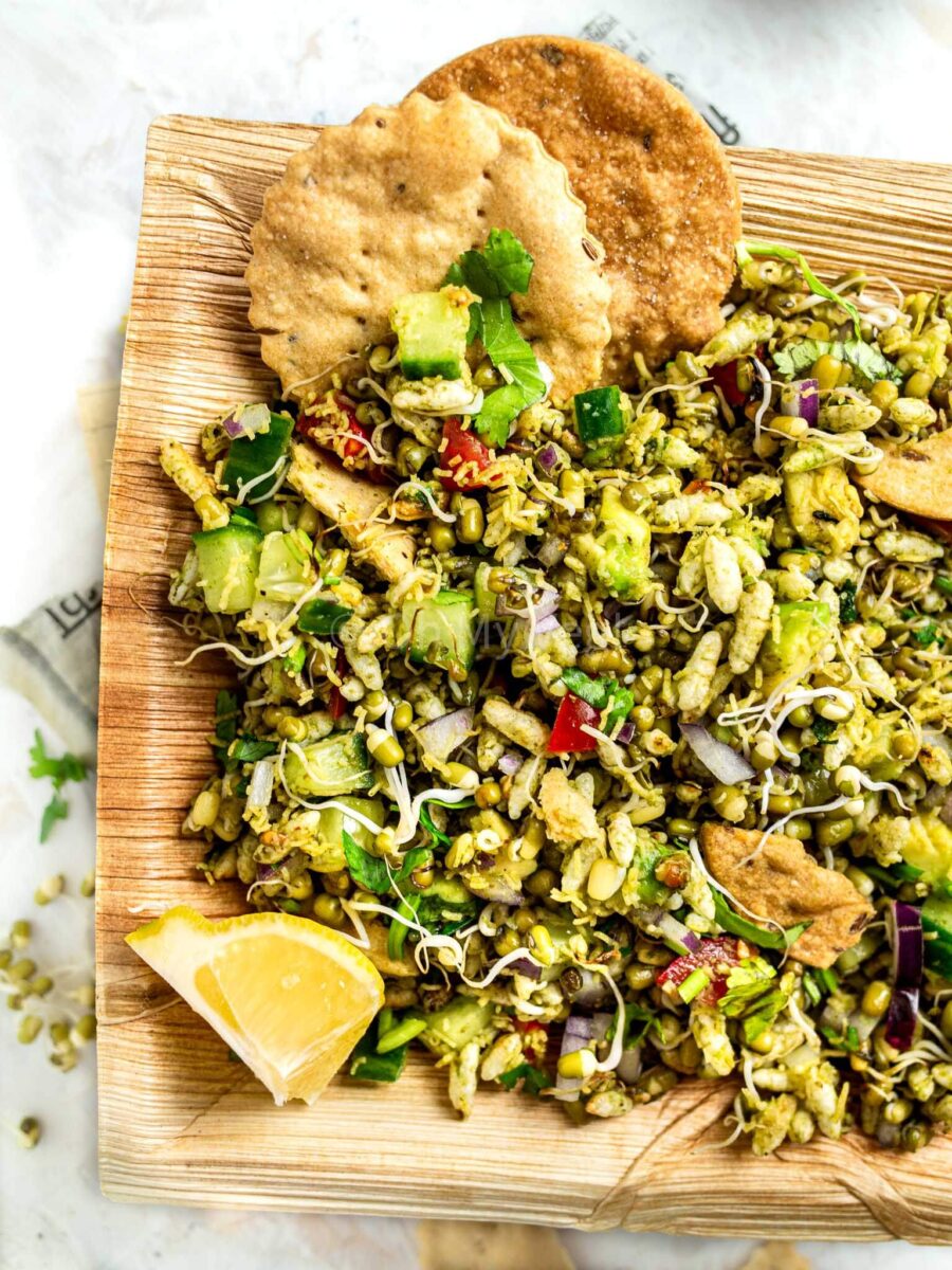 Sprouts chaat with papdi.