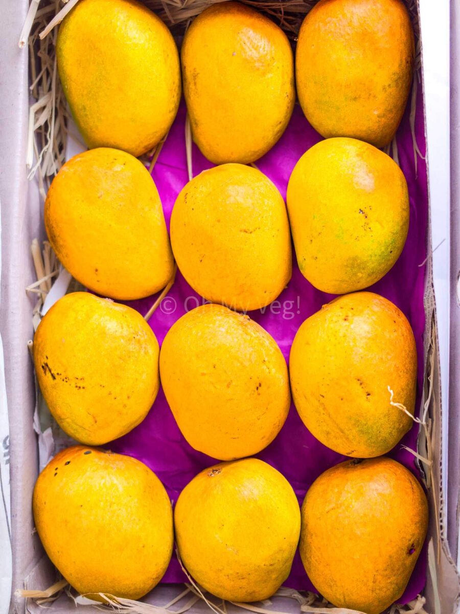 Box of Indian mangoes.