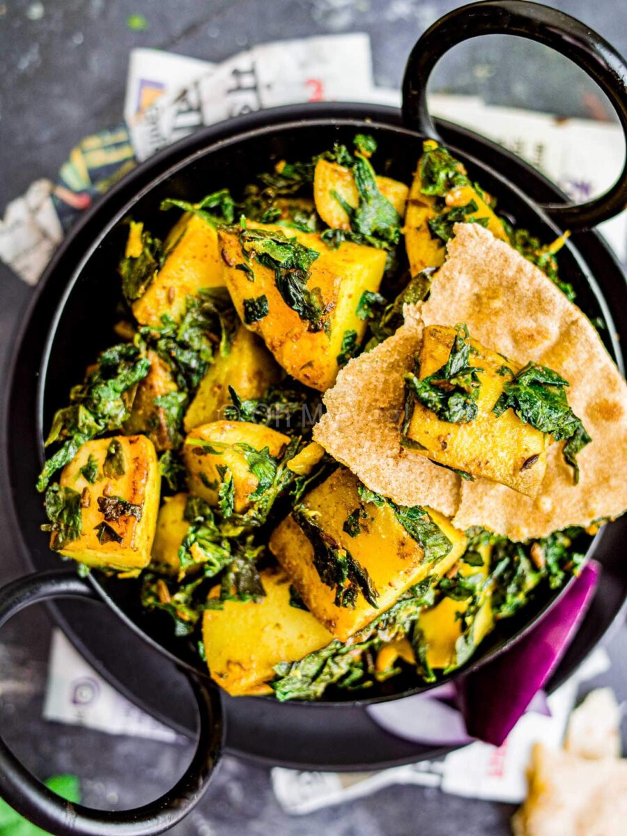 Methi aloo with chapati. 