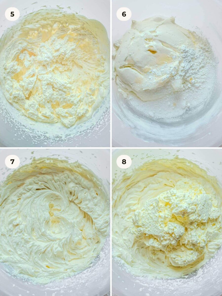 Image instructions for making a cheesecake filling.